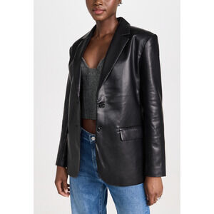 Wayf 'Faux' Black Leather Blazer Size L